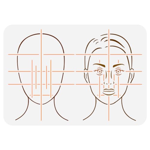 FINGERINSPIRE Malschablone Gesichtskarte Vorne 21x29.7 cm Wiederverwendbar Goldener Schnitt Gesichtsmuster Zeichenvorlage Menschliches Gesicht Schablone Zum Malen Auf Holz Wand Stoff Papier Möbeln von FINGERINSPIRE