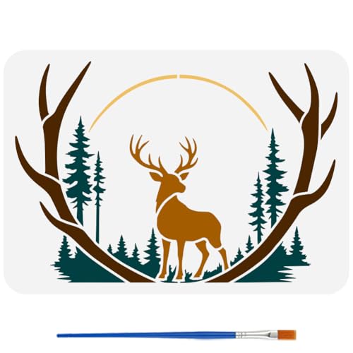 FINGERINSPIRE Malschablone Mit Hirschmotiv Und Pinsel 21x29.7cm Wald Hirsch Grasland Halbmond Muster Zeichenvorlage Tiermotiv DIY Schablone Zum Malen Auf Holz Wänden Stoffen Und Möbeln FINGERINSPIRE Malschablone Mit Hirschmotiv Und Pinsel 21x29.7cm Wald Hirsch Grasland Halbmond Muster Zeichenvorlage Tiermotiv DIY Schablone Zum Malen Auf Holz Wänden Stoffen Und Möbeln von FINGERINSPIRE