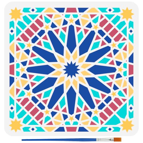 FINGERINSPIRE Malschablone Mit Islamischem Geometrischem Muster Und Pinsel 30x30cm Zeichenvorlage Mit Geometrischen Blumen Islamisches Thema DIY Schablone Zum Malen Auf Holz Wänden Stoffen Und Möbeln FINGERINSPIRE Malschablone Mit Islamischem Geometrischem Muster Und Pinsel 30x30cm Zeichenvorlage Mit Geometrischen Blumen Islamisches Thema DIY Schablone Zum Malen Auf Holz Wänden Stoffen Und Möbeln von FINGERINSPIRE