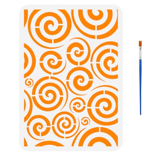 FINGERINSPIRE Malschablone Mit Spiralen Und 1 Kunststoff Pinsel 21x29.7cm Zeichenvorlage Mit Wirbelmuster Strichzeichnungen Endlose Verbindungen Wirbel Wiederholungsschablone Für Die Wanddekoration FINGERINSPIRE Malschablone Mit Spiralen Und 1 Kunststoff Pinsel 21x29.7cm Zeichenvorlage Mit Wirbelmuster Strichzeichnungen Endlose Verbindungen Wirbel Wiederholungsschablone Für Die Wanddekoration von FINGERINSPIRE
