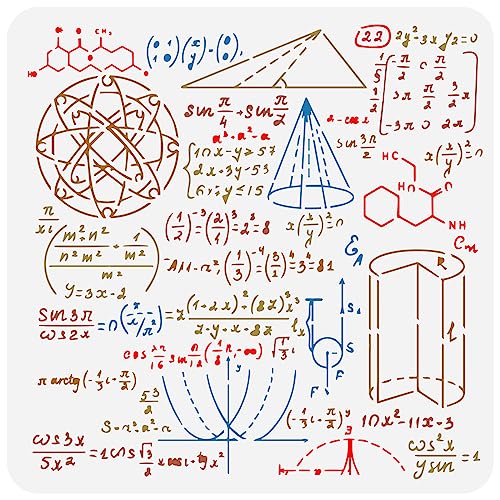 FINGERINSPIRE Mathematische Formeln Malschablone 30x30 cm Wiederverwendbare Mathe Muster Malvorlage DIY Mathe Beispieldiagramm Schablone Zum Malen Auf Holz Wand Stoff Möbeln von FINGERINSPIRE