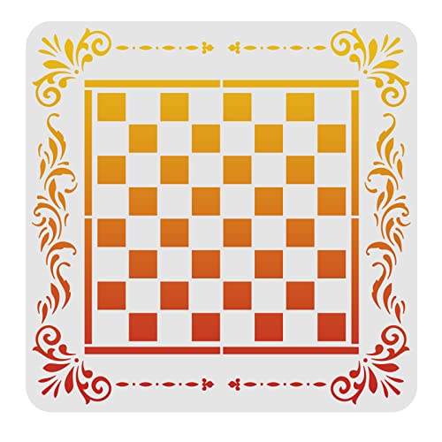 FINGERINSPIRE Moderne Schachbrett-Schablone 30x30cm Malerei Schach Dame gefüttert Spielbrett Familienspiel Heimdekoration Geschenk Beste große Vinyl-Schablonen zum Malen auf Holz, Leinwand, Wand von FINGERINSPIRE