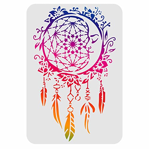 FINGERINSPIRE Moon Dreamcatchers Zeichenschablonen für Malerei, 29,7 x 21 cm, Kunststoffschablonen, Dekoration, rechteckige Schablonen zum Malen auf Holz, Boden, Wand und Stoff von FINGERINSPIRE