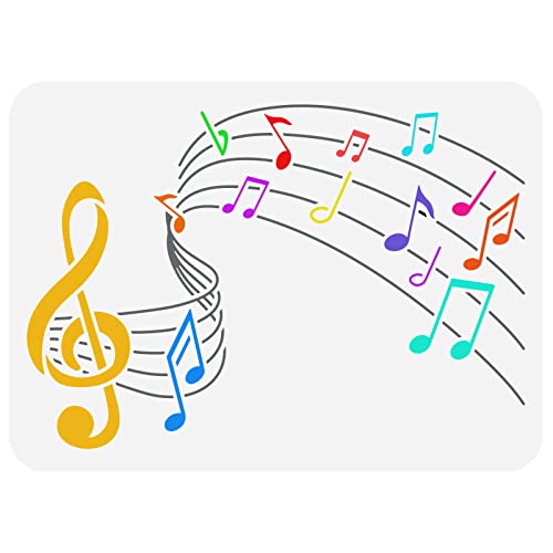 FINGERINSPIRE Musiknoten Schablone 29.7x21cm Wiederverwendbare Kunststoff PET Violinschlüssel Schablonen, Aushöhlen Pentameter Springende Musiksymbole Schablone Für Wand, Fliese, Stoff, Holz, Papier von FINGERINSPIRE