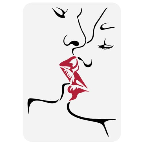 FINGERINSPIRE Pärchen Küssen Schmerzschablone 21x29.7 cm Küssen Liebe Schablone Kunststoff Kuss Menschen Muster Schablone DIY Romantische Liebe Bastelschablone Für Valentinstag Dekor Erstellen von FINGERINSPIRE