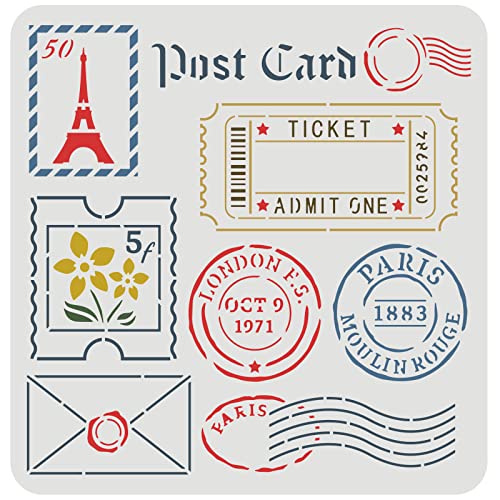 FINGERINSPIRE Paris Postage Malschablone 30x30cm Französische Briefmarke Schablone Wiederverwendbare Blumen Umschläge Spielkonsole Muster Bastelschablone zum Malen auf Scrapbook Stoff Fliesen Wand FINGERINSPIRE Paris Postage Malschablone 30x30cm Französische Briefmarke Schablone Wiederverwendbare Blumen Umschläge Spielkonsole Muster Bastelschablone zum Malen auf Scrapbook Stoff Fliesen Wand von FINGERINSPIRE