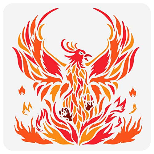 FINGERINSPIRE Phönix Schablone 30x30 cm Wiederverwendbare Feuervogel Zeichnungsschablone DIY Kunst Phönix Vogel Dekorationsvorlage Tierschablone Zum Malen Auf Holz Mauer Papier Und Möbel von FINGERINSPIRE