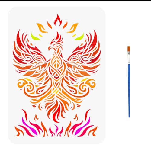 FINGERINSPIRE Phönix Schablone Zum Malen 21x29.7cm Mit Pinsel Zeichenvorlage Mit Feuermuster Ausgehöhlte Phönix Schablone Linienstil Flammen Phönix Vorlage Keltischer Knoten Schablone Mit Tiermotiv FINGERINSPIRE Phönix Schablone Zum Malen 21x29.7cm Mit Pinsel Zeichenvorlage Mit Feuermuster Ausgehöhlte Phönix Schablone Linienstil Flammen Phönix Vorlage Keltischer Knoten Schablone Mit Tiermotiv von FINGERINSPIRE