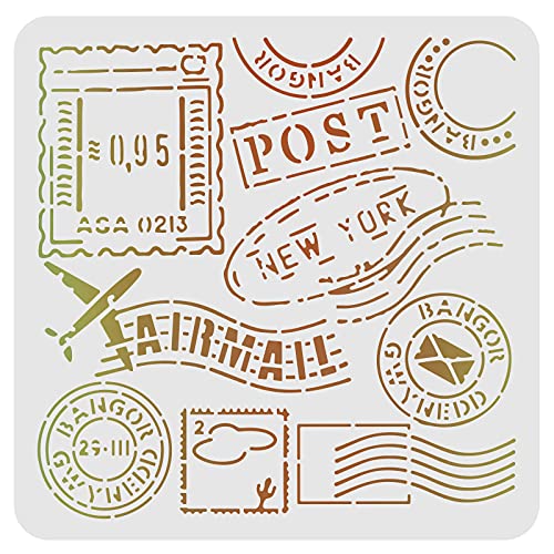 FINGERINSPIRE Postschablone Dekoration Template 30x30cm Kunststoff Post New York Words Schablonen Square Wiederverwendbare Schablonen zum Malen auf Holz, Boden, Wand und Stoff von FINGERINSPIRE