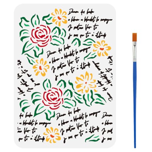 FINGERINSPIRE Schablone Im Vintage Stil Mit Französischer Schrift Und Einem Pinsel 29.7x21cm Malvorlage Für Romantische Poesie Blumenmuster Gänseblümchen Und Rosenblumen Zum Malen Auf Holz Wänden FINGERINSPIRE Schablone Im Vintage Stil Mit Französischer Schrift Und Einem Pinsel 29.7x21cm Malvorlage Für Romantische Poesie Blumenmuster Gänseblümchen Und Rosenblumen Zum Malen Auf Holz Wänden von FINGERINSPIRE