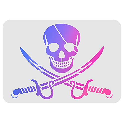 FINGERINSPIRE Schädelgemälde-Schablone 29.7x21cm Plastik-Pirat-Zeichnungsschablone Wiederverwendbare Schablonen zum Malen auf Holz, Boden, Wand und Stoff von FINGERINSPIRE
