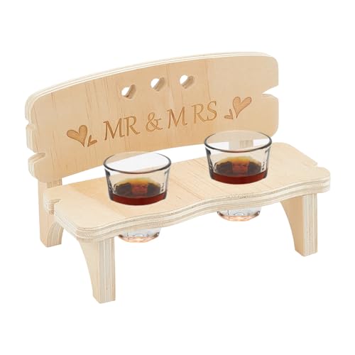 FINGERINSPIRE Schnapsglashalter Aus Holz Mit Gravur MR & MRS Navajo Weiß Weinglashalter Aus Holz 2 Loch Mehrzweck Präsentationsständer Für Weingläser Bierverkostung Bar Zuhause Jubiläumsparty von FINGERINSPIRE