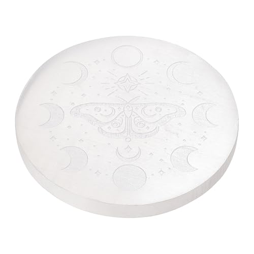 FINGERINSPIRE Selenit Kristall Ladeplatte Für Kristalle Und Heilsteine 85x8.5mm Runde Gipskristallplatte Mit Motten Und Mondphase Für Home Office & Energiereinigung & Tischdekoration FINGERINSPIRE Selenit Kristall Ladeplatte Für Kristalle Und Heilsteine 85x8.5mm Runde Gipskristallplatte Mit Motten Und Mondphase Für Home Office & Energiereinigung & Tischdekoration von FINGERINSPIRE