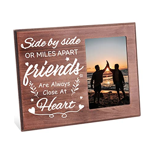 FINGERINSPIRE Side by Side or Miles Apart Friends are Always Close at Heart 10x15cm Freund Fotorahmen aus Holz Einzigartiger Freundschaftsrahmen Abschiedsgeschenk für Freunde Zuhause Raumdekoration von FINGERINSPIRE