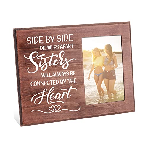 FINGERINSPIRE Side by Side or Miles Apart Sister Will Always Be Connected by The Heart Bilderrahmen aus für Schwester 10x15cm einzigartiger Fotorahmen Geburtstagsgeschenk für Schwester und Freunde von FINGERINSPIRE