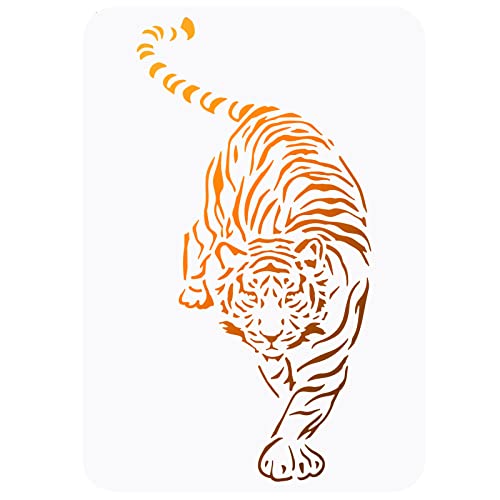 FINGERINSPIRE Tiger-Schablone, 21.1x29.7 cm, wiederverwendbar, kreative DIY-Wildtier-Schablone, Kunststoff, Tiger-Malerei, Schablone, große Tiger-Schablonen für DIY-Malerei, Wand, Handwerk, Dekor von FINGERINSPIRE