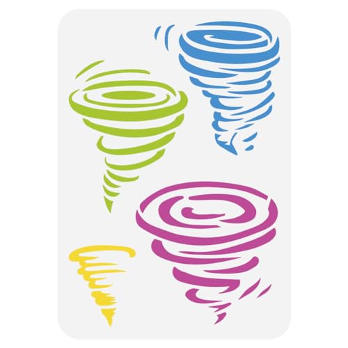 FINGERINSPIRE Tornado Malschablone 21x29.7 cm Wiederverwendbar 4 Stile Tornado Muster Zeichnungsvorlage Naturthema Tornado Schablone Zum Malen Auf Holz Wand Stoff Papier Möbeln von FINGERINSPIRE