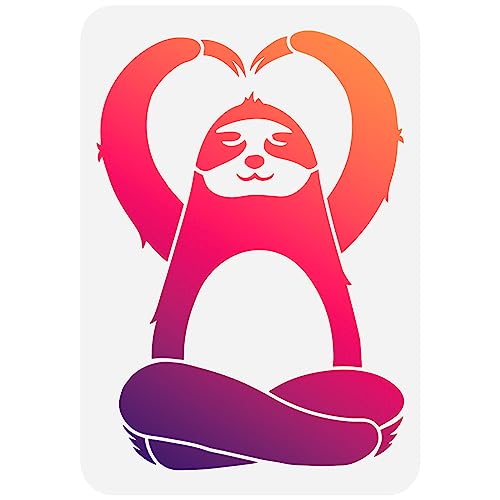 FINGERINSPIRE Yoga Faultier Schablone 21x29.7 cm Große Malschablone Faultier Schablone Yoga Vorlage Liebevolle Arme Niedliche Tier Zeichnungsvorlage Für Zuhause Wand Boden Tür Fliesendekoration von FINGERINSPIRE