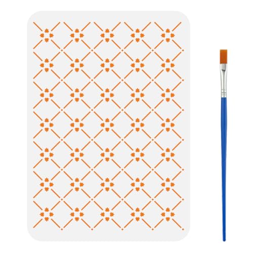 FINGERINSPIRE Zeichenschablone Mit Karomuster Und Pinsel 29.7x21cm Wiederverwendbare Gittermalvorlage Sich Wiederholende Gitterwerk Dekorationsschablone Zum Malen Auf Holz Wänden Stoffen Und Möbeln von FINGERINSPIRE