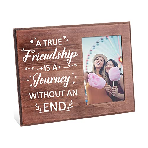 FINGERINSPIREine wahre Freundschaft ist eine Reise ohne Ende Bilderrahmen aus Holz für den besten Freund 10x15cm einzigartiges Geburtstags Fotorahmen Geschenk Abschlussgeschenke Abschiedsgeschenke von FINGERINSPIRE