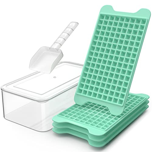 FINIBO Mini Eiswürfelform für Gefrierschrank: Kleine Eiswürfelform mit Eisbehälter - 135 × 4 Stück Eiswürfelbehälter für Kühlen von Getränken, Crushed Ice Mini Ice Cube Tray von FINIBO