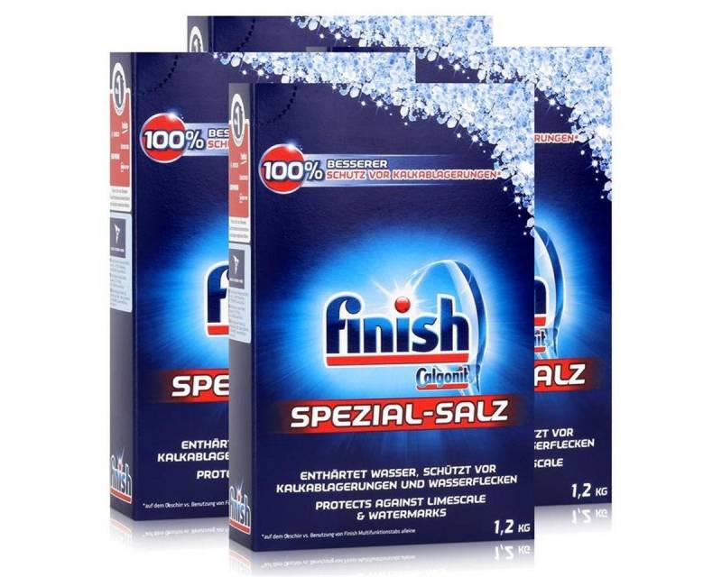 FINISH Calgonit Finish Spülmaschinen Spezial-Salz 1,2kg - Enthärtet Wasser (4 Spülmaschinenreiniger von FINISH