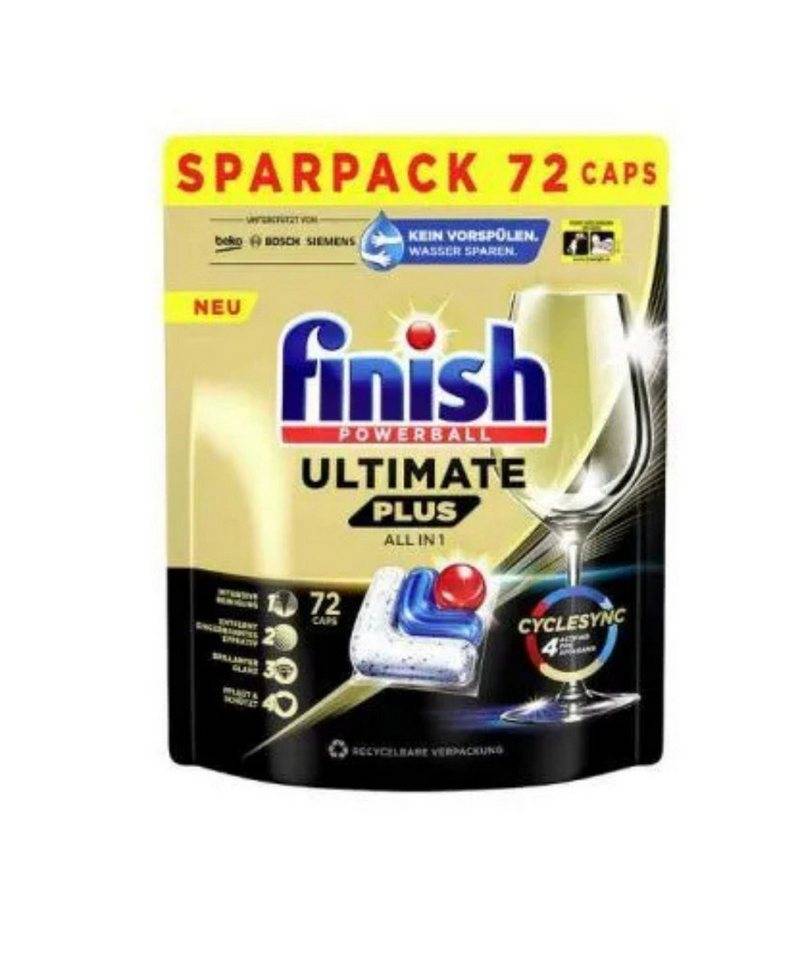FINISH finish Calgonit Powerball Ultimate Plus all in 1 Spülmaschinentabs (Packung, [72-St. Spülmaschinentabs Vor Gebrauch stets Etikett und Produktinformationen lesen) von FINISH