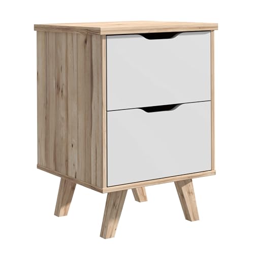 Forte VANKKA Kommode mit 2 Schubladen, Holzwerkstoff, Planked Eiche/Weiß, B x H x T: 45 x 63,9 x 42 cm von Forte