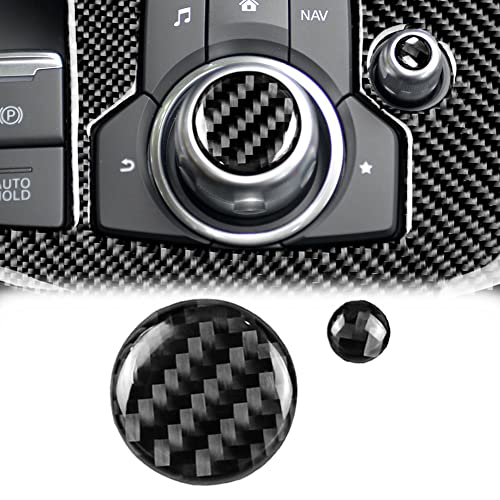 FINMOKAL Kohlefaser-Innenraum-Lautstärkeknopf-Aufkleber, passend für Mazda 3 6 CX-5 CX-9 2017-2018 von FINMOKAL