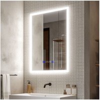 Finmrys - 50x70 cm Badspiegel mit Beleuchtung und Uhr 3 Lichtfarben Dimmbar,Helligkeit Einstellbar,Memory-Funktion Finmrys - 50x70 cm Badspiegel mit Beleuchtung und Uhr 3 Lichtfarben Dimmbar,Helligkeit Einstellbar,Memory-Funktion von FINMRYS