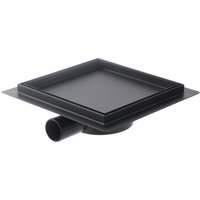 Duschablauf Quadratisch Komplettset Schwarz, 20 20 cm Edelstahl Ablaufrinne, Extra flache befliesbare Duschrinne mit Haarsieb, Geruchsstop und 360° von FINMRYS