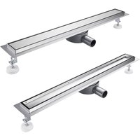 Finmrys - Duschrinne 70 cm Befliesbar 360 Grad Siphon Edelstahl komplettset Duschablauf Extra Flach Herausnehmbaren mit Haarsieb Linearer von FINMRYS