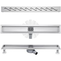 Acezanble - Duschrinne 80 cm 360 Grad Duschablauf Extra Flach Komplettset für Duschkabine Duschwand, Siphon mit Geruchsstop und Haarsieb von ACEZANBLE