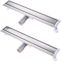 Duschrinne Befliesbar 80cm Extra Flach Edelstahl komplettset duschabfluss bodenablauf Siphon mit Geruchsstop und Haarsieb Größen 30cm -100cm von BIUBIUBATH