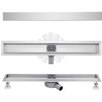 Finmrys - Duschrinne Extra Flach 50cm Befliesbar 360° Siphon Edelstahl komplettset duschabfluss bodenablauf Siphon mit Geruchsstop und Haarsieb von FINMRYS