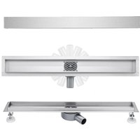 Finmrys - Duschrinne Extra Flach 70cm Befliesbar 360° Siphon Edelstahl komplettset duschabfluss bodenablauf Siphon mit Geruchsstop und Haarsieb von FINMRYS