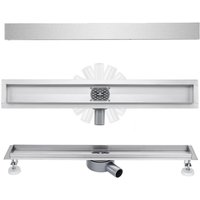 Duschrinne Extra Flach 70cm Befliesbar 360° Siphon Edelstahl komplettset duschabfluss bodenablauf Siphon mit Geruchsstop und Haarsieb Größen 30100cm von FINMRYS