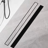 Duschrinne 50 cm Schwarz Extra Flach Befliesbar 360 Grad Siphon mit Geruchsstop und Haarsieb Komplettset Edelstahl Bodenablauf für Duschkabine Duschrinne 50 cm Schwarz Extra Flach Befliesbar 360 Grad Siphon mit Geruchsstop und Haarsieb Komplettset Edelstahl Bodenablauf für Duschkabine von FINMRYS