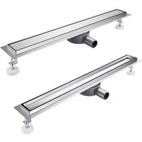 Duschrinne komplettset 80cm, Siphon mit Geruchsstop und Haarsieb Duschrinne Komplettset Edelstahl Bodenablauf für Duschkabine Duschwand - 360 Grad von FINMRYS
