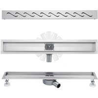 Acezanble - Duschrinne 70 cm 360 Grad Duschablauf Extra Flach Komplettset für Duschkabine Duschwand, Siphon mit Geruchsstop und Haarsieb von ACEZANBLE