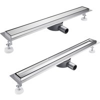 Finmrys - Duschrinne 90 cm Extra Flach, 360° Siphon mit Geruchsstop und Haarsieb Duschrinne Komplettset Edelstahl Bodenablauf für Duschkabine von FINMRYS