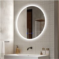 Finmrys - Runder Badspiegel mit Beleuchtung und Uhr 80 cm 3 Lichtfarben Dimmbar,Helligkeit Einstellbar,Memory-Funktion Finmrys - Runder Badspiegel mit Beleuchtung und Uhr 80 cm 3 Lichtfarben Dimmbar,Helligkeit Einstellbar,Memory-Funktion von FINMRYS