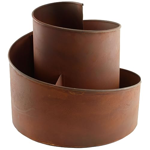 FINNAS Kräuterspirale Kräuterschnecke Kräuterbeet Pflanztreppe Kräuterampel Gartendekoration Pflanzspirale Blumentreppe Edelrost für Innen- und Außenbereich geeignet ca. 38x38x36cm (LxBxH) braun von Finnas