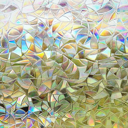 Finnez 3D Fensterfolie Rainbow Dekorfolie Selbstklebend Blickdicht Sichtschutzfolie Fenster 3D Fensterfolie 44.5 x 200 cm Sichtschutz Glasfolie Statisch Haftend UV-Schutz ohne Kleber Dekofolie von Finnez