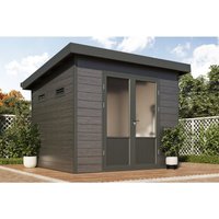 Wolff Finnhaus wpc Gerätehaus Nives 2724 28 Anthrazit/Hellgrau Gerätehaus aus Holz/Kunststoff in Anthrazitgrau, Geräteschrank mit 28 mm Wandstärke von FINNHAUS WOLFF