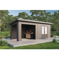Wolff Finnhaus wpc Gerätehaus Tona 6024 28 Anthrazit Gerätehaus aus Holz/Kunststoff in Anthrazitgrau, Geräteschrank mit 28 mm Wandstärke inklusive von FINNHAUS WOLFF