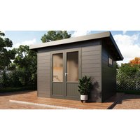 Wolff Finnhaus wpc Gerätehaus Terra 3030 28 Anthrazit/Hellgrau Gerätehaus aus Holz/Kunststoff in Anthrazitgrau, Geräteschrank mit 28 mm Wandstärke von FINNHAUS WOLFF