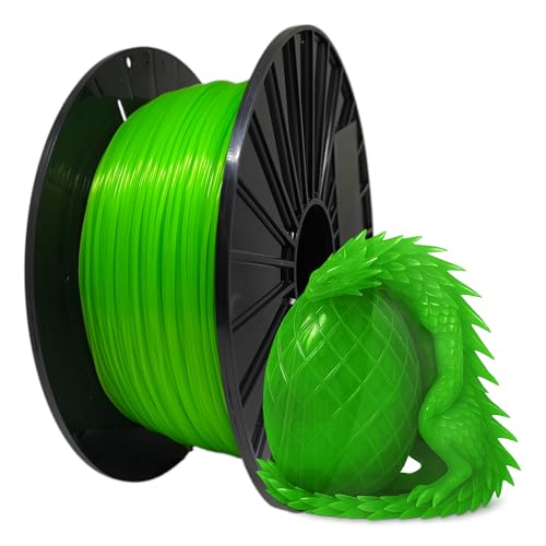 Finnotech F3D Premium TPU Filament 1.75 mm, Flexibles 3D-Drucker Filament, Maßgenauigkeit +/- 0.03mm, 1 kg Spule, Exzellente Haftung, Für exakte 3D Drucke, Grün Transparent von FINNOTECH