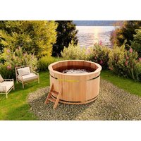 Badefass Bergen aus Holz, Badebottich, Hot Tub, Schwimmbecken, Jacuzzi outdoor, ø 180 x 101 cm, ohne Ofen - Naturbelassen - Finntherm von FINNTHERM