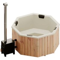 Badefass Kopenhagen aus Thermoholz, Badebottich, Hot Tub mit Holzofen, Schwimmbecken, Jacuzzi outdoor, beheizbar, 200 x 200 cm, Acryleinsatz von FINNTHERM